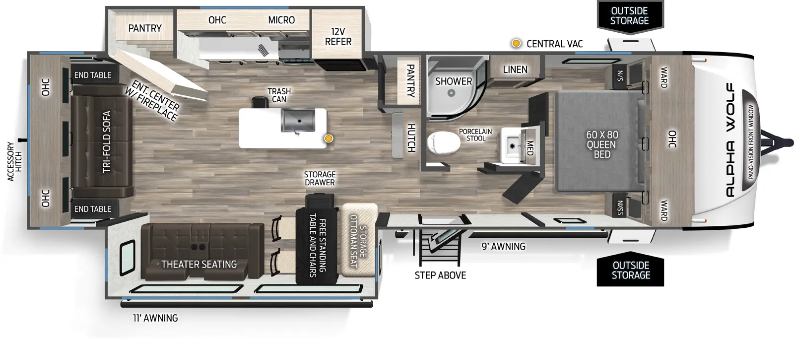 Alpha Wolf 26RL Floorplan